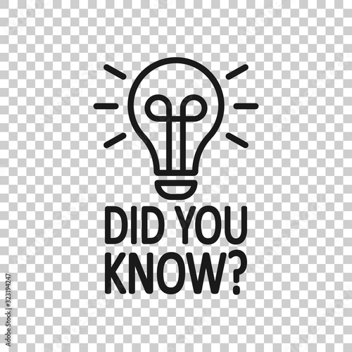 Did You Know icon in flat style. Question mark vector illustration on white isolated background. Attention banner business concept.