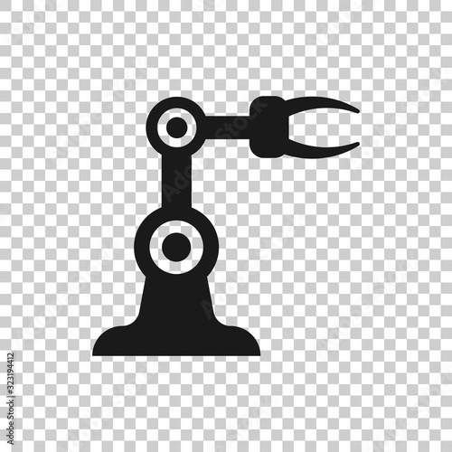Robot arm icon in flat style. Mechanic manipulator vector illustration on white isolated background. Machine business concept.