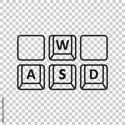 Wasd button icon in flat style. Keyboard vector illustration on white isolated background. Cybersport business concept. photo