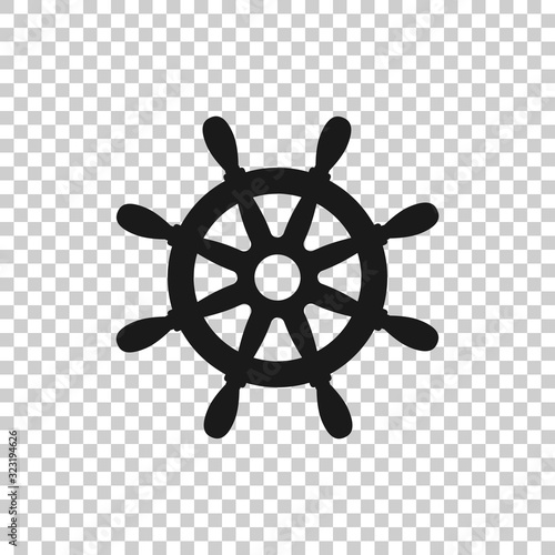 Helm wheel icon in flat style. Navigate steer vector illustration on white isolated background. Ship drive business concept.