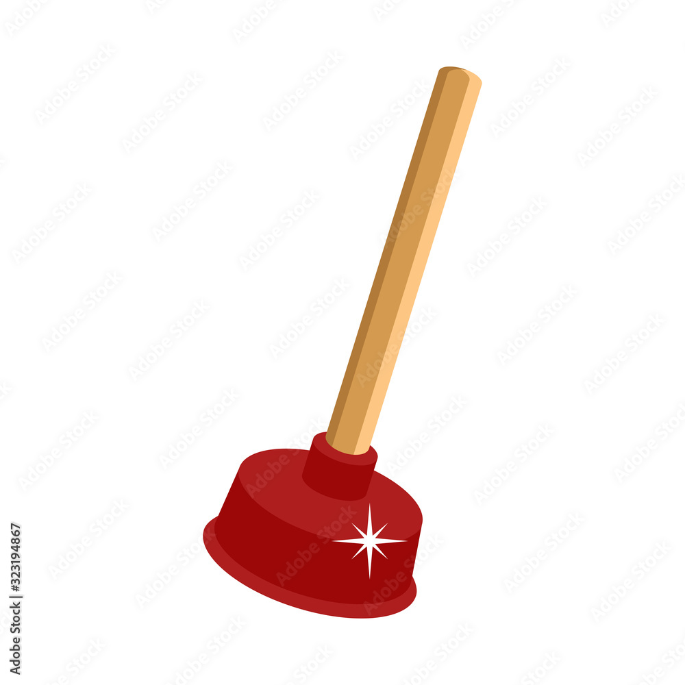 Plunger for cleaning clogged sewer pipes.3d vector illustration and isometric view.	