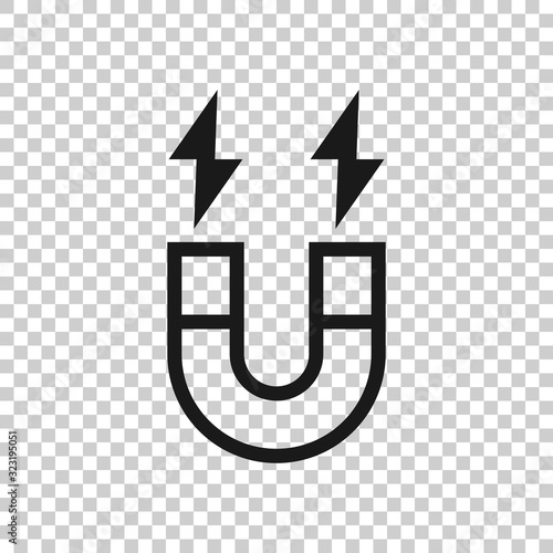 Magnet icon in flat style. Attract vector illustration on white isolated background. Electromagnetic business concept.