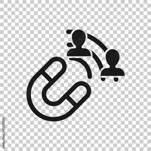 Lead conversion icon in flat style. Attract vector illustration on white isolated background. Magnet business concept.