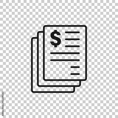 Financial statement icon in flat style. Document vector illustration on white isolated background. Report business concept.