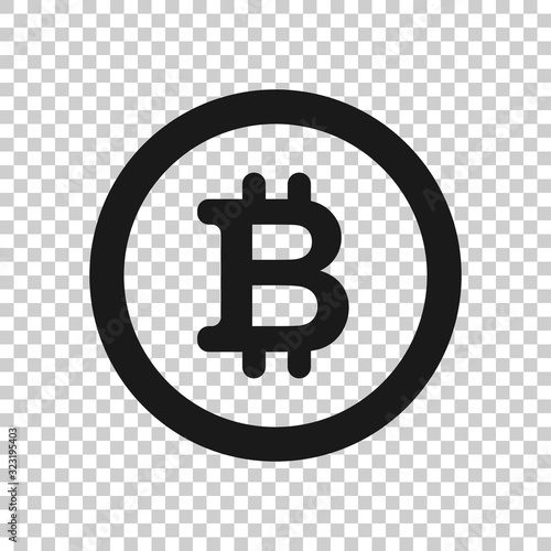 Bitcoin icon in flat style. Blockchain vector illustration on white isolated background. Cryptocurrency business concept.