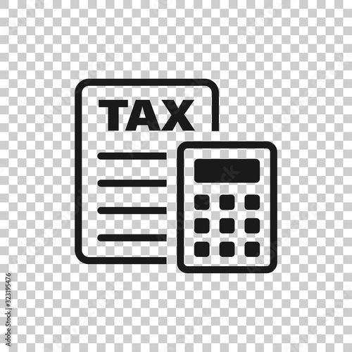 Tax payment icon in flat style. Budget invoice vector illustration on white isolated background. Calculate document business concept.