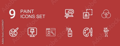 Editable 9 paint icons for web and mobile