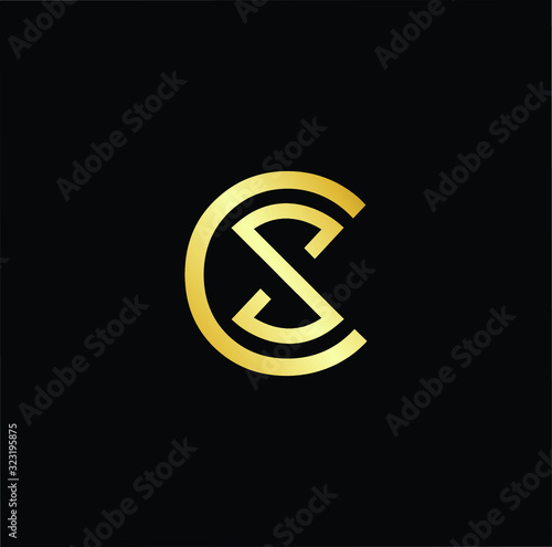 Outstanding professional elegant trendy awesome artistic black and gold color CS SC initial based Alphabet icon logo.