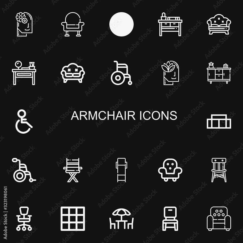 Editable 22 armchair icons for web and mobile