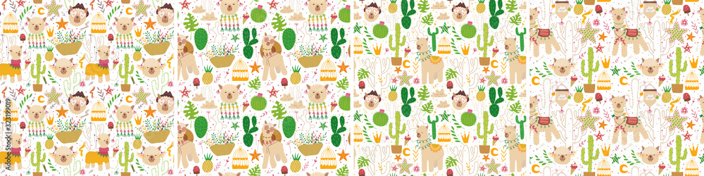 Composition with alpaca and cacti. flowers and plants. Vector graphics Composition with alpaca and cacti. flowers and plants. Vector graphics