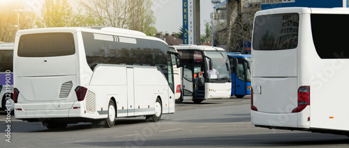 Bus station. Parking of tourist buses