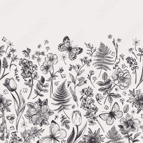 Seamless floral border.