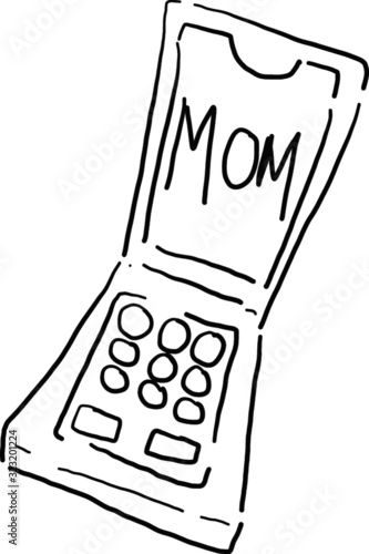 Cell Phone Flip Phone Old 1990s Illustration Vector Call From Mom (ID: 323201224)