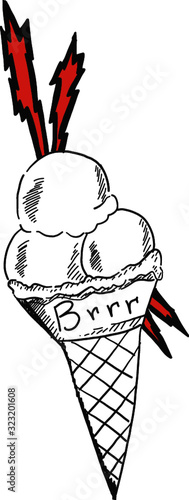 Illustration Ice Cream Cone Face Tattoo Trap Cartoon (ID: 323201608)