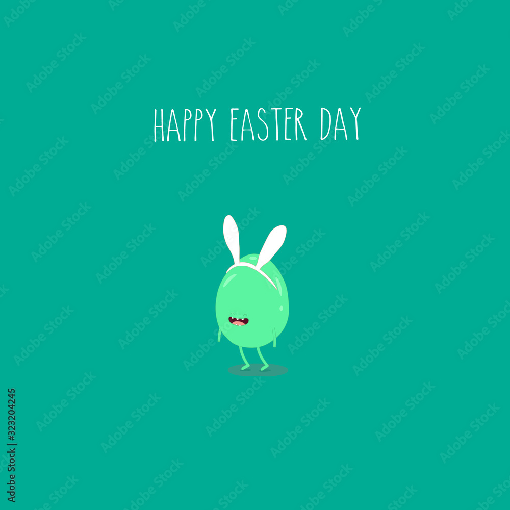 Easter egg funny and green for happy easter card. Easter egg funny and green for happy easter card.