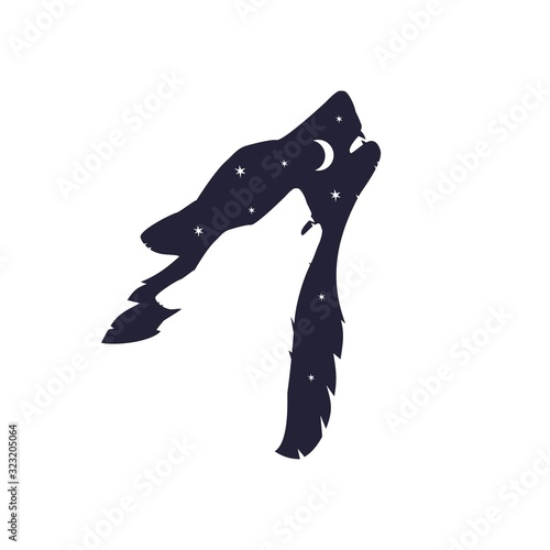 Wild wolf head silhouette