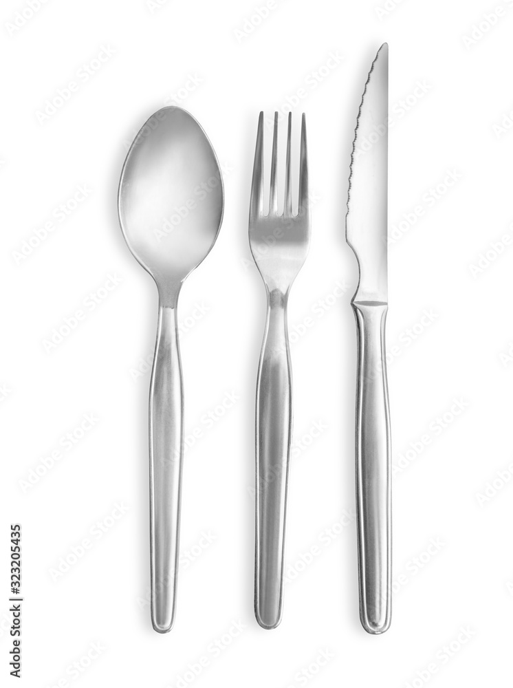 Fork, spoon and knife isolated on white background Fork, spoon and knife isolated on white background
