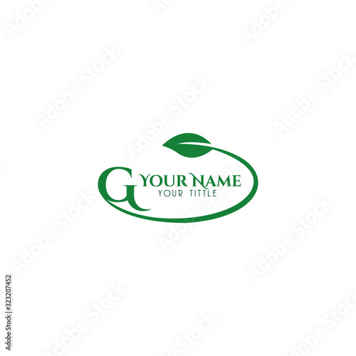 G initial letter round leaf logo template