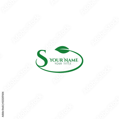 S initial letter round leaf logo template