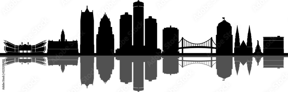 Detroit City Skyline Cityscape Silhouette Vector Detroit City Skyline Cityscape Silhouette Vector