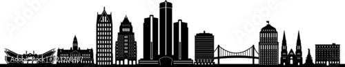 Detroit City Skyline Cityscape Silhouette Vector