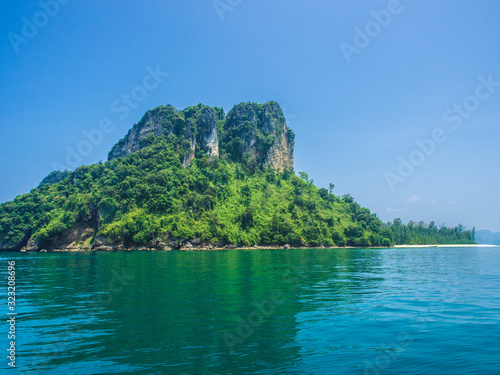 Asia Thailand have beach,sand,sun,sea and sky blue for summer vocation and travel relax holiday paradise landscape nature on the beautiful and There are many islands and floating boats.