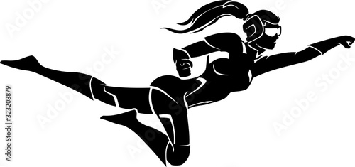 Superhero Powerful Female Flying Silhouette, Fictional Character