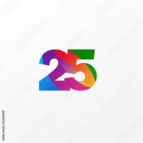 25 Years Anniversary Celebration Elegant Color Vector Template Design Illustration