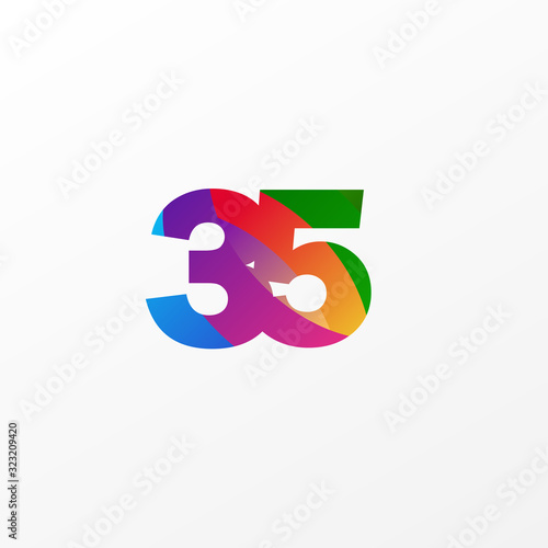 35 Years Anniversary Celebration Elegant Color Vector Template Design Illustration