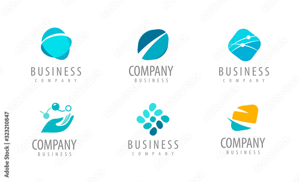 Business set of abstract colorful logos. Icons vector