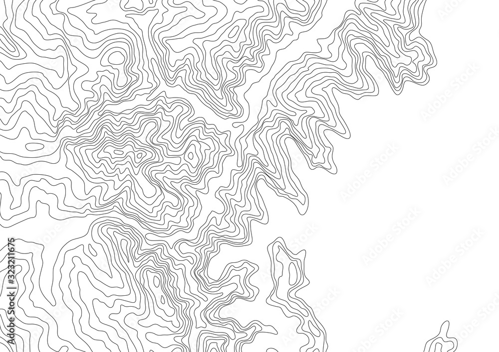 Fototapeta premium Abstract black and white topographic contours lines of mountains. Topography map art curve drawing. vector illustration.
