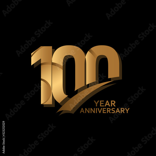 100 Years Gold Elegant Anniversary Celebration Vector Template Design Illustration