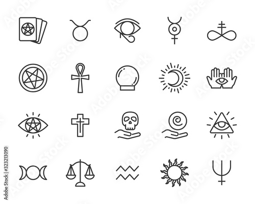 set of occult icons, magic, astrology