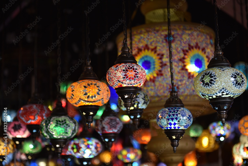 Chinese chandeliers at a street market in London.