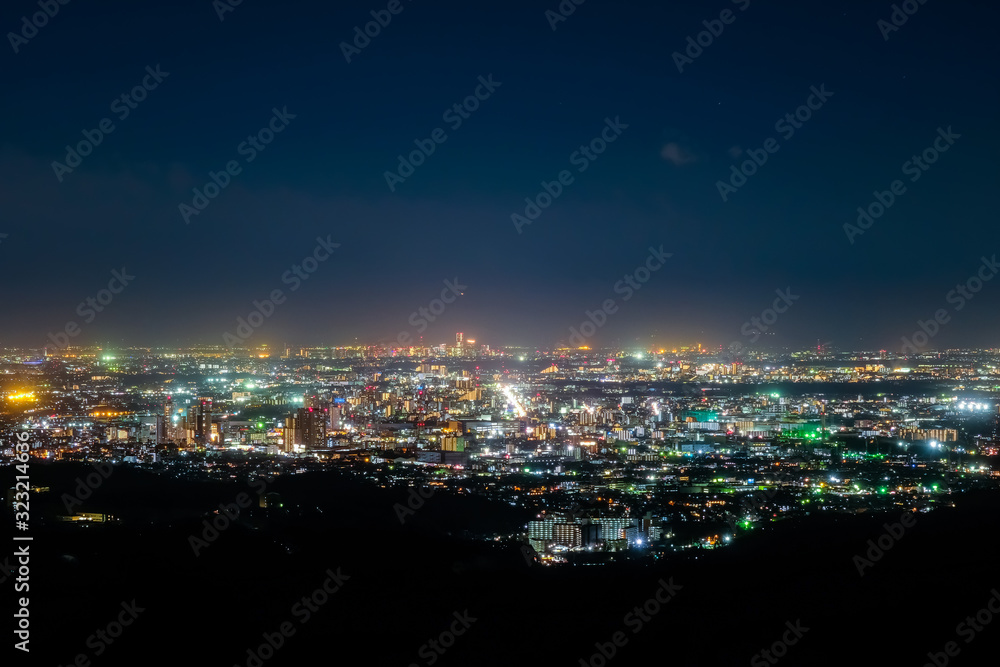 東京 高尾山 かすみ台展望台からの夜景 横浜方面