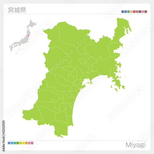 宮城県の地図・Miyagi（市町村・区分け）