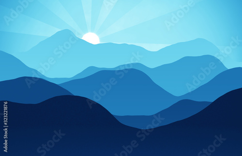mountains hills sunset landscape