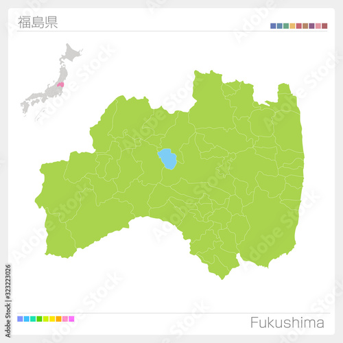 福島県の地図・Fukushima（市町村・区分け）