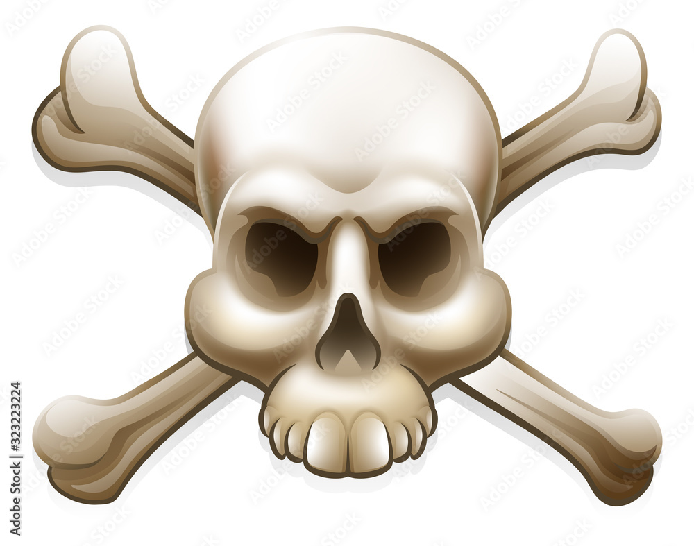 A skull and crossbones or cross bones jolly roger pirate or poison warning sign A skull and crossbones or cross bones jolly roger pirate or poison warning sign