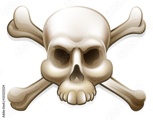 A skull and crossbones or cross bones jolly roger pirate or poison warning sign