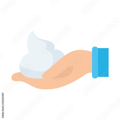hand with barber shop Shaving cream product