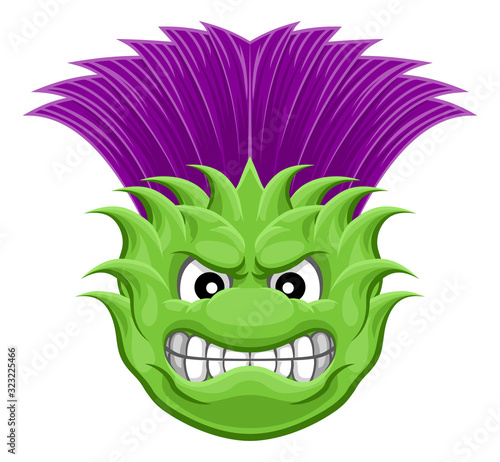 A thistle plant flower tough or mean sports mascot. National flower of Scotland so could be for Scottish themed teams.