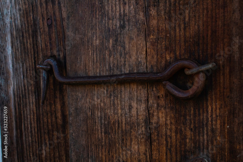 old wooden door handle