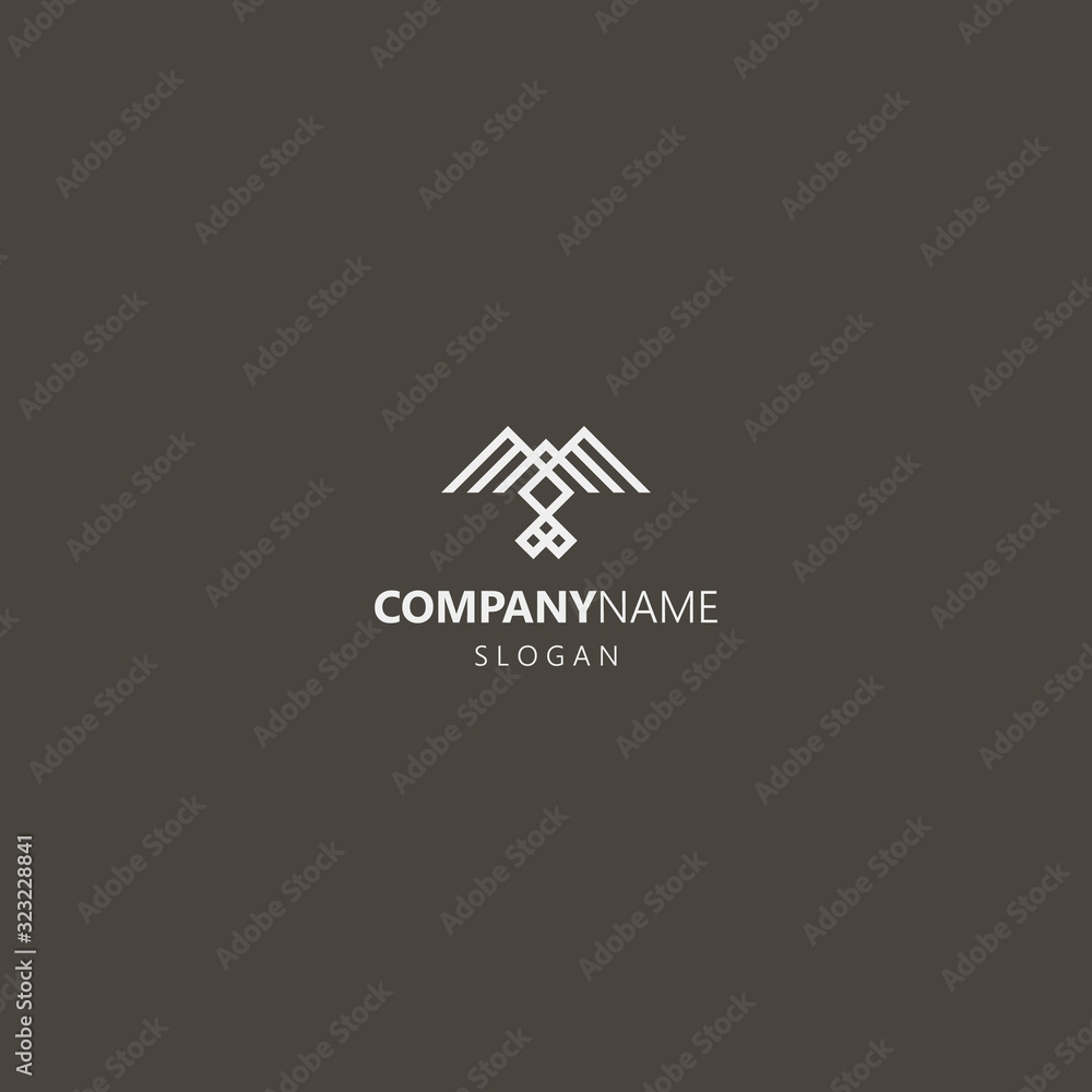white logo on a black background. simple vector outline geometric line art iconic logo of indian ethnic bird white logo on a black background. simple vector outline geometric line art iconic logo of indian ethnic bird