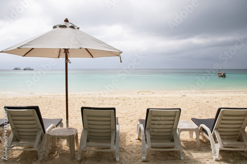  Beautiful beach with umbrella on the beach © torsak