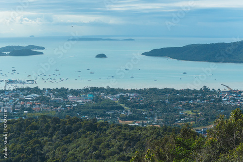 Phuket, Thailand, View from the observation deck at the big Buddha. Magnificent panorama.