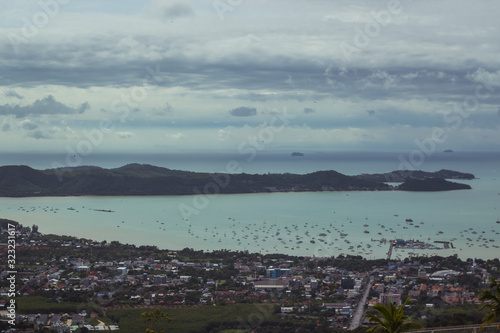 Phuket, Thailand, View from the observation deck at the big Buddha. Magnificent panorama.