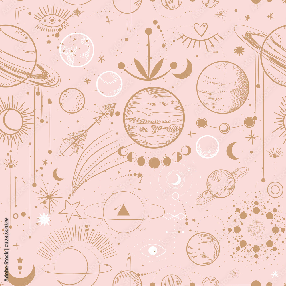 Set of mystical and mysterious illustrations in hand drawn style. Minimalistic objects made in the style. boho style signs and symbols. outer space, moon, sun system. vector. Set of mystical and mysterious illustrations in hand drawn style. Minimalistic objects made in the style. boho style signs and symbols. outer space, moon, sun system. vector.