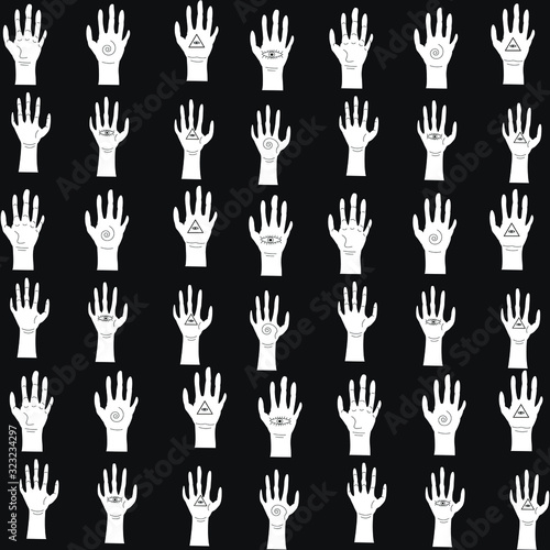 pattern of black hands on a white background © Dmitry Zaryov