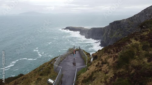 Geokaun Mountain & Cliffs in Ireland. Drone view photo